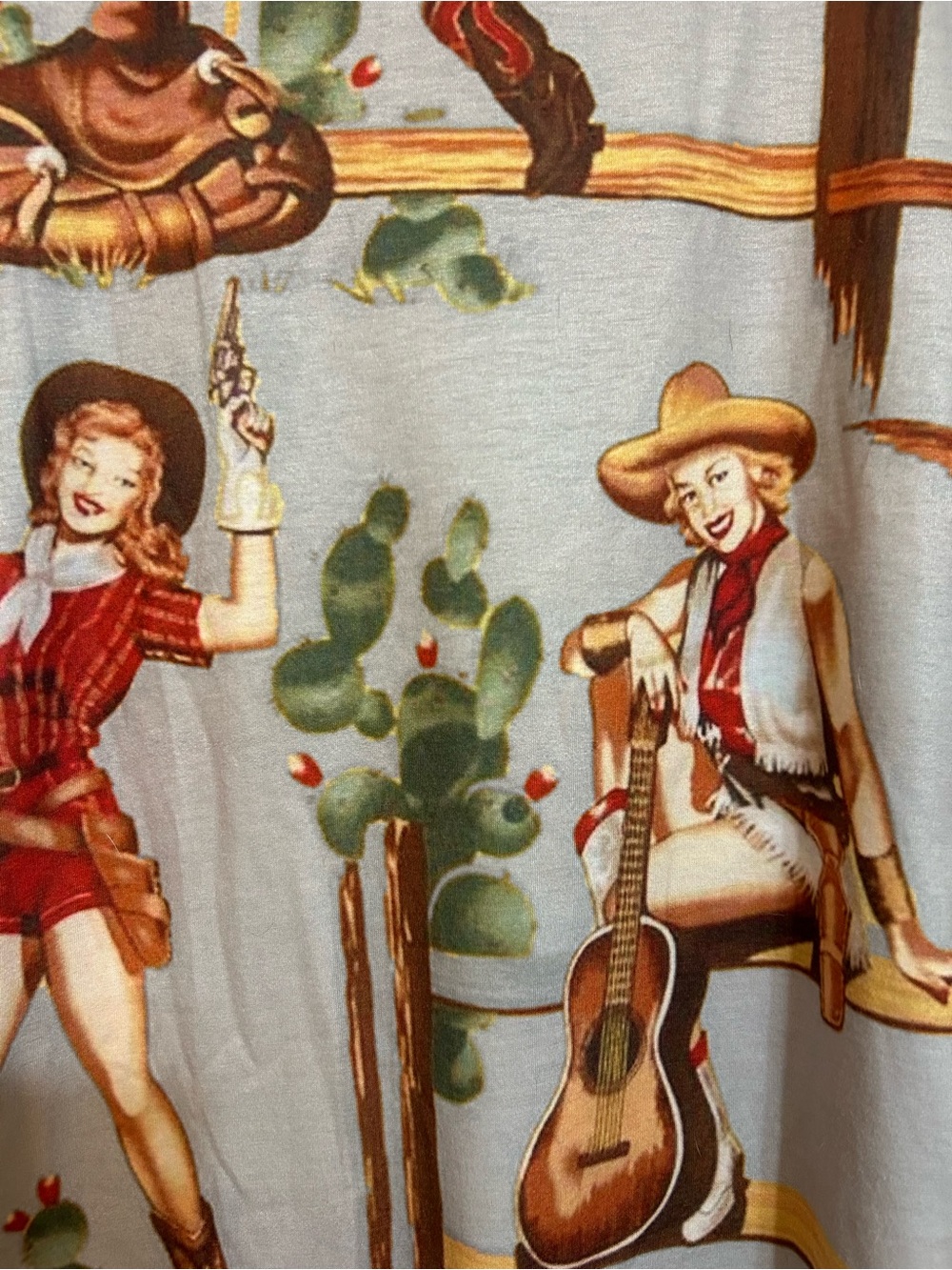 Women’s Cowboy Graphic Tee - Light Gray - Picture 4 of 5